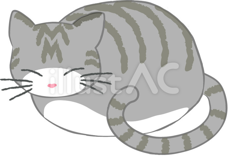 丸まったサバトラの猫 サバトラ,鯖トラ,ネコのイラスト素材