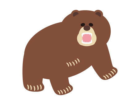 茶色い熊のイラスト素材2 熊,くま,野生,動物,襲う,怒り,攻撃,出没,牙,爪のイラスト素材