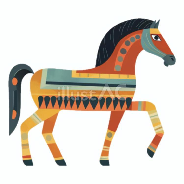 エジプト壁画風な馬イラスト - No: 23998062｜無料イラスト・フリー