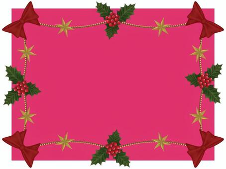 クリスマスのフレーム　縦横両用　ビビット クリスマス,柊,六角星,フレーム,おしゃれ,ビビットのイラスト素材