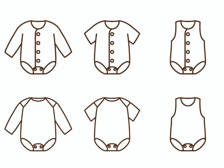 ロンパース イラストセット 服,衣類,赤ちゃん,ベビー,ロンパース,ボディスーツ,スナップボタン,ベクター,シンプル,肌着のイラスト素材