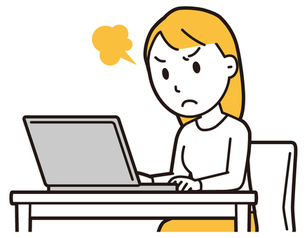  ロングヘア女性(黄)-511-バスト パソコン,怒る,女性,女の子,人物,かわいい,怒り,キレる,ムカつく,喧嘩のイラスト素材