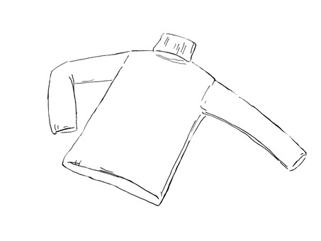 タートルネック セーター,とっくり,トップス,カットソー,リブ,手描きのイラスト素材