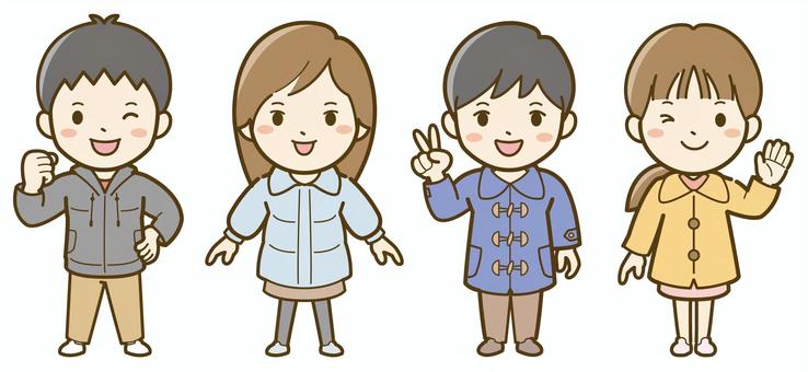 冬着の子供たち_25 子供,子ども,こども,人物,人,小学生,男の子,女の子,男子,女子のイラスト素材