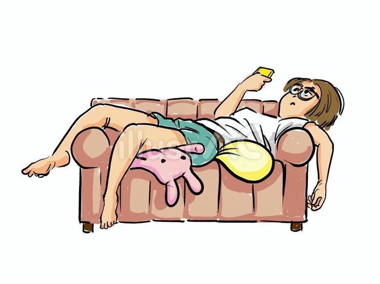 ソファでくつろぐ ソファ,くつろぐ,スマホのイラスト素材