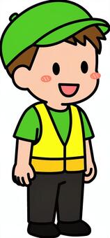 緑の倉庫作業員の男子です。 倉庫,作業員,シンプル,輸送,物流,労働,仕事,スタッフ,搬入,作業のイラスト素材