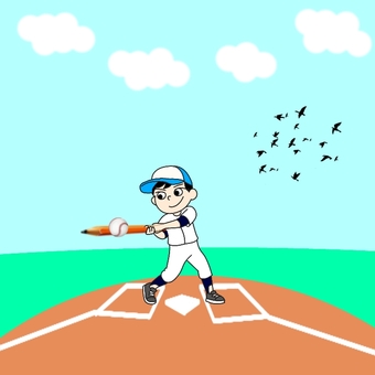 【不合理な絵】どこがへん？　鉛筆で野球 野球,鉛筆,間違い,どこがへん,認知,療育,保育,プリント,言語聴覚療法,作業療法のイラスト素材