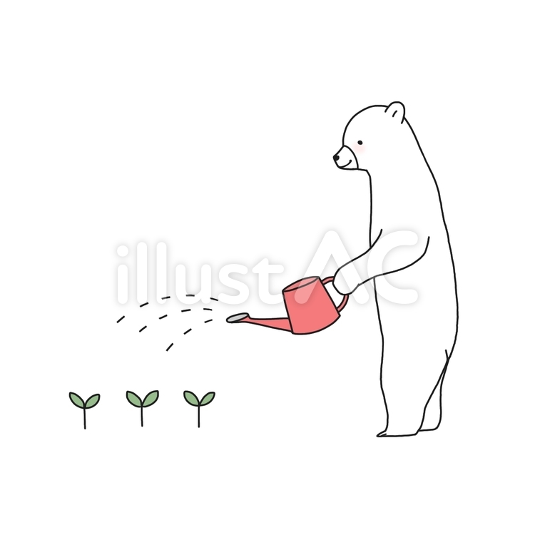 くまの水やり くま,水やり,動物のイラスト素材