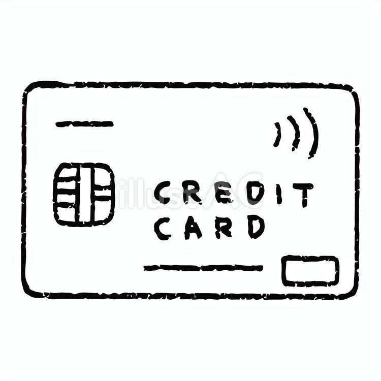 可愛い手描きのクレジットカード　線画 クレジットカード,買い物,手描きのイラスト素材