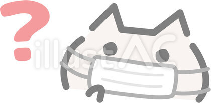 悩んでいるマスクをつけた猫