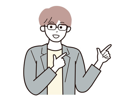 両手で指差しアピールの働く男性A/カラー 両手で指差しアピールの働く男性A/カラー 両手,指差し,アピール,男性,お父さん,会社員,アドバイザー,20代,30代,40代のイラスト素材