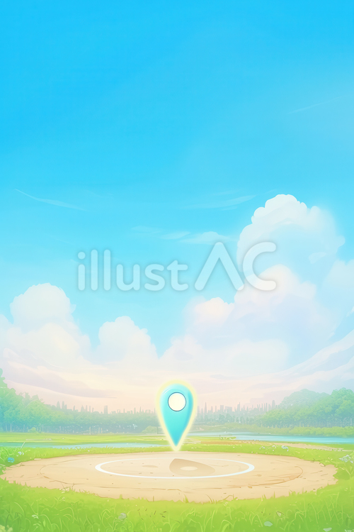 青空の下の位置アイコン 青空,位置,ピンマークのイラスト素材