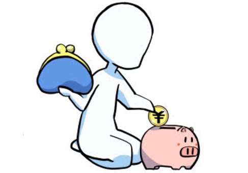 貯金する人 貯金,お金,節約,貯める,家計,家計管理,コイン,倹約,生活,棒人間のイラスト素材