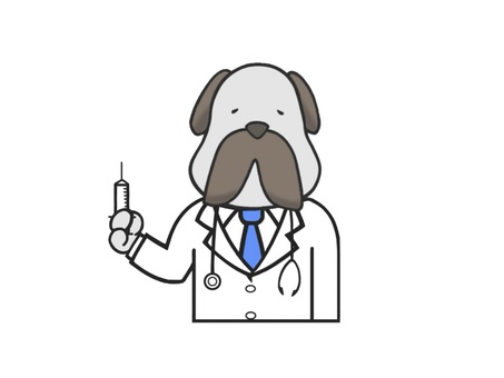 動物の犬(イヌ)のお医者さん(先生) 医者,犬,動物,いぬ,聴診器,白衣,ネクタイ,病院,診察,お医者さんのイラスト素材