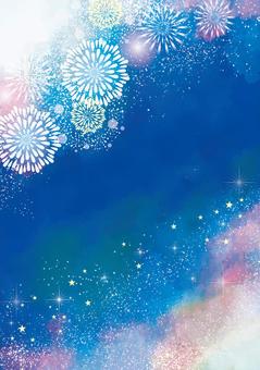 花火の背景素材 夏,夏休み,背景,水彩,星空,花火,夜空,花火大会,打ち上げ花火,夏祭りのイラスト素材