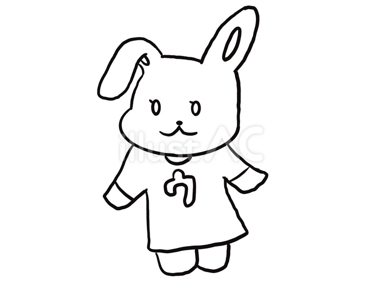 ウのうさぎ ぬりえ,うさぎ,ゆるキャラのイラスト素材