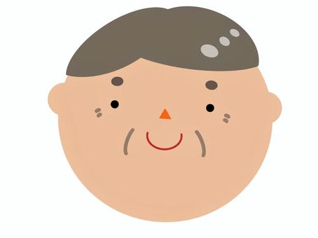 前髪をわけてるおじいさん おじいさん,祖父,年配,ご年配,高齢者,シニア,grandfather,アイコン,顔,手書きのイラスト素材