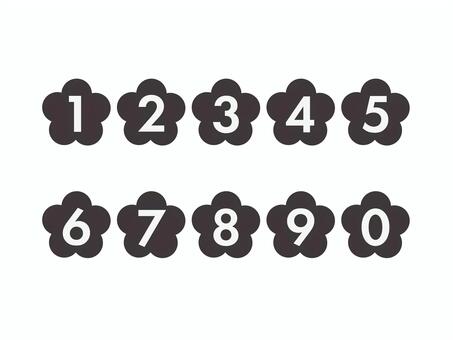 数字（梅アイコン・白抜き）03 数字,ナンバー,番号,梅,灰,セット,アイコン,シンプル,マークのイラスト素材