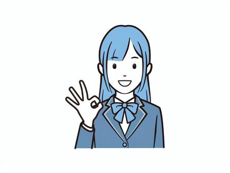 OKサインをする笑顔のブレザー女子 学生,女子高生,女子学生,高校生,ブレザー,学生服,女性,女の子,okサイン,okポーズのイラスト素材