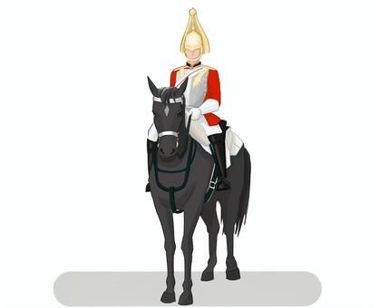 イギリス警備馬兵 馬,イギリス,警備,正面,黒,兵,全身のイラスト素材