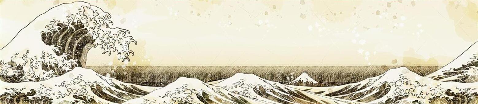 セピア色の海 浮世絵,海,波,風景,景色,和風,和柄,日本,葛飾北斎のイラスト素材