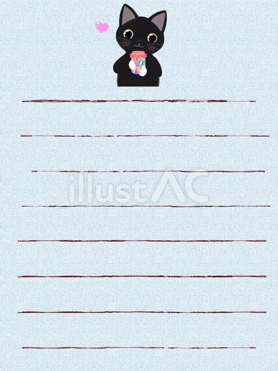 ハートと猫5 猫,黒猫,短毛猫のイラスト素材