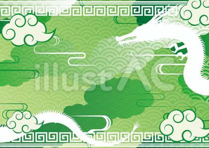 緑色の龍の中華風素材