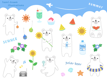 Illustration, summer, polar bear, sun, 
