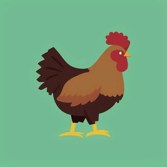 茶色のニワトリのイラスト にわとり,ニワトリ,鶏,チキン,鶏肉,鳥肉,鳥,肉,動物,食べ物のイラスト素材