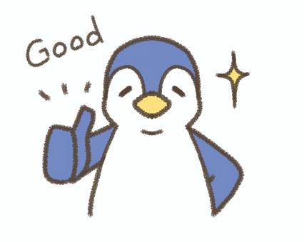 指を立てるペンギン2 ペンギン,動物,ペット,デフォルメ,動物園,アニマル,シンプル,手書き,グッド,いいねのイラスト素材