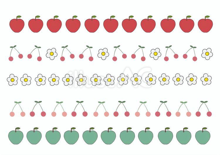 さくらんぼとりんごのラインセット ライン,飾り罫,フレームのイラスト素材