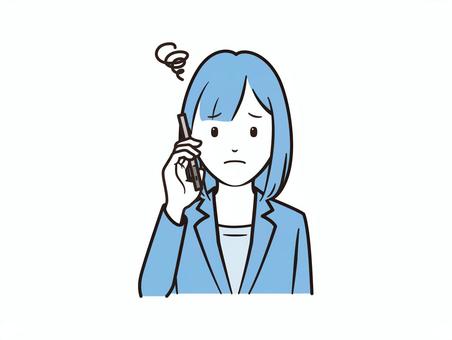 スマホ通話で困惑するOLイラスト スマホ,スマートフォン,ビジネス,電話,通話,話す,困惑,ol,キャリアウーマン,ビジネスマンのイラスト素材