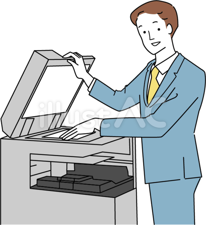 ゆりあ【イラスト コピー】確認用 コピー機でコピーをとるOLイラスト - No: 22472463｜無料イラスト