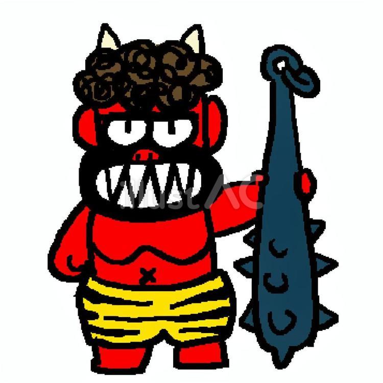 ギザギザの鬼に金棒 ことわざ,鬼,金棒のイラスト素材