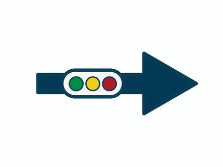 シンプルな矢印（右・信号付）01 信号,矢印,右,アイコン,マーク,シンプルのイラスト素材