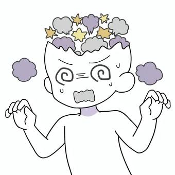混乱・頭がパンクする人 混乱,錯乱,めまい,パンク,情報過多,煩雑,慌てる,パニック,あたふた,棒人間のイラスト素材