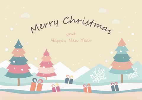 クリスマスのツリーとプレゼントの背景 クリスマス,クリスマスツリー,クリスマスプレゼント,プレゼント,背景,ツリー,木,雪,雪の結晶,クリスマスカードのイラスト素材