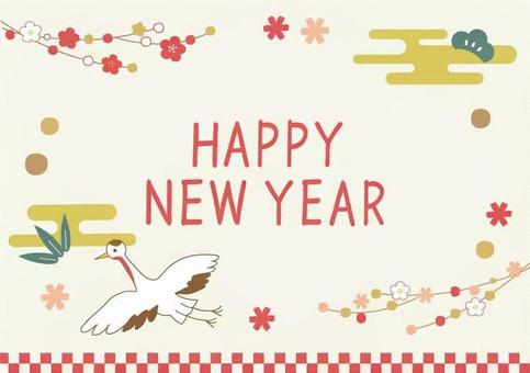 お正月ポップフレーム４ お正月,年賀状,冬,１月,１２月,装飾,素材,和,和風,鶴のイラスト素材