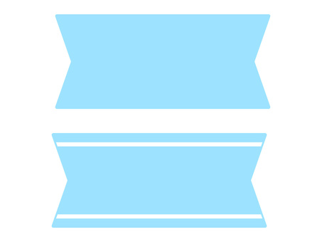 両端がV字カットのリボンバナーセット フレーム,飾り枠,リボン,バナー,帯,装飾,デザイン,青,水色,パステルのイラスト素材