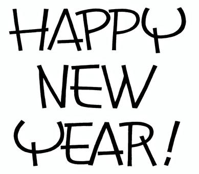 手描き文字ハッピーニューイヤー ハッピーニューイヤー,文字,年賀状,賀詞,英語,英文,年賀,シンプル,かわいい,デザインのイラスト素材