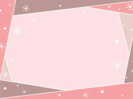 雪の結晶の背景フレーム ピンク 背景,クリスマス,冬,ピンク,茶色,ベージュ,雪,かわいい,パステル,淡いのイラスト素材