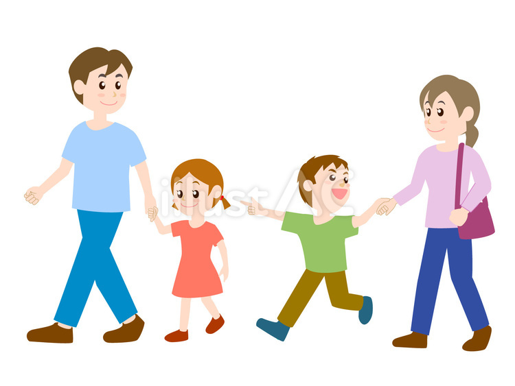 家族でお出かけ 家族,パパ,ママのイラスト素材