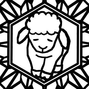 シームレスなモザイク　干支 未　o  未,羊,ヒツジ,干支,動物,正月,年賀状,背景素材,線,バックグラウンドのイラスト素材