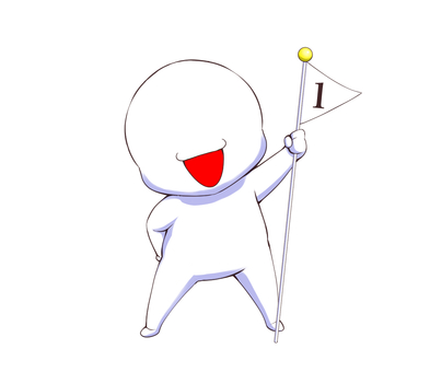 1位 1位,一等賞,旗,掲げる,素体,キャラ,笑顔のイラスト素材