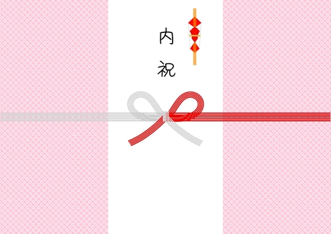 鹿の子文様の内祝の手書き文字熨斗ピンク 水引,お祝,贈答,のし,和風,内祝,手書き,蝶結び,鹿の子文様,フレームのイラスト素材