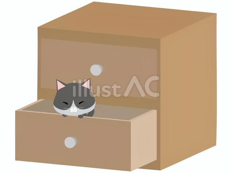 引き出し_猫 引き出し,猫,はちわれのイラスト素材