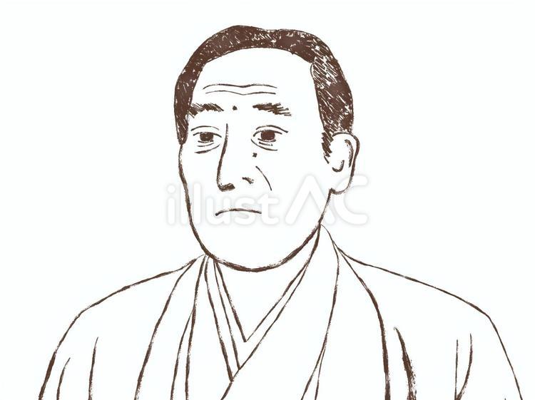 福沢諭吉　線画のみ 福沢諭吉,一万円札,学問のすすめのイラスト素材