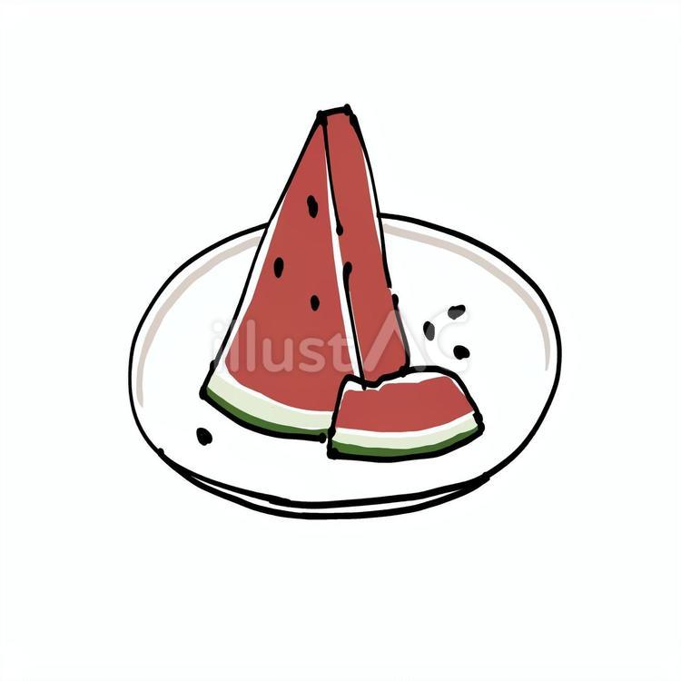 お皿にのったスイカ スイカ,西瓜,夏のイラスト素材