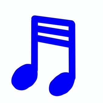 青の手書き32分音符（2連） 32分音符,三十二分音符,音符,2連,おんぷ,楽譜,譜面,音楽,背景透明,pngのイラスト素材