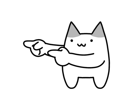 左を指さす猫 指差し,左,方向,猫,指示,かわいい,人差し指のイラスト素材